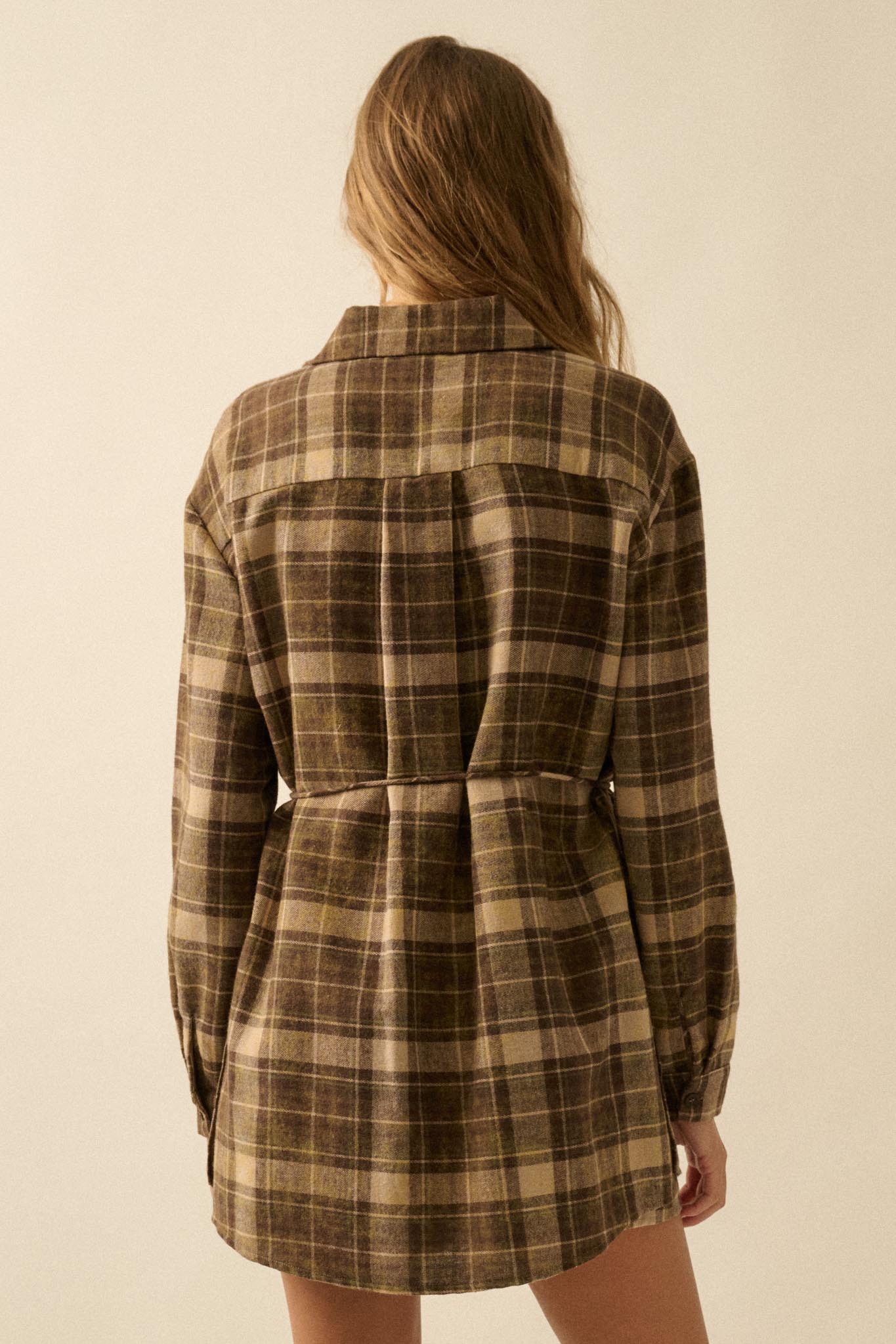 Hearth and Home Plaid Flannel Belted Shirt Romper