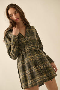 Hearth and Home Plaid Flannel Belted Shirt Romper - ShopPromesa