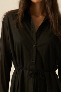 After Hours Ribbed Mesh Belted Shirt Romper - ShopPromesa