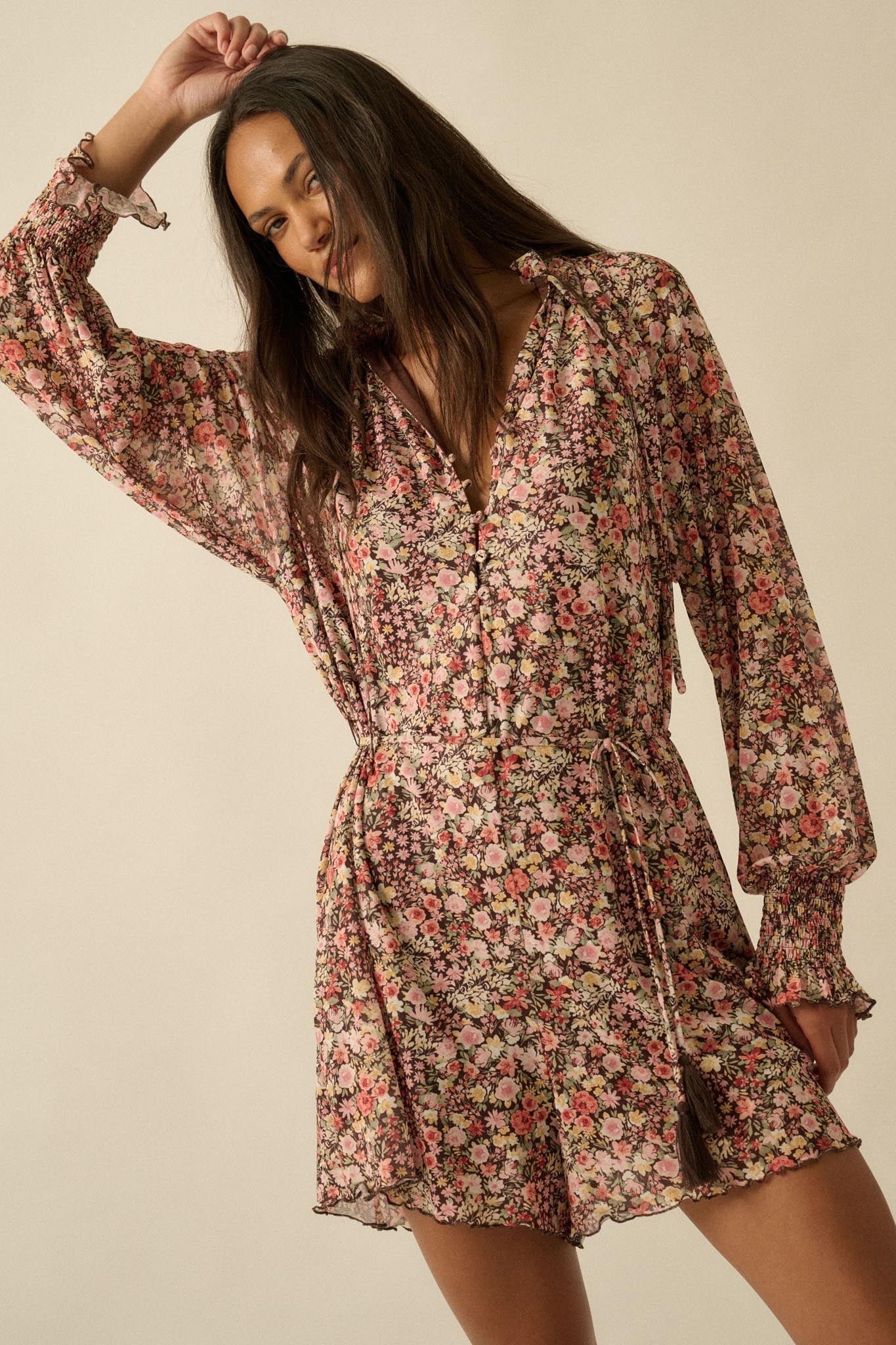 Picking Wildflowers Floral Mesh Belted Romper - ShopPromesa