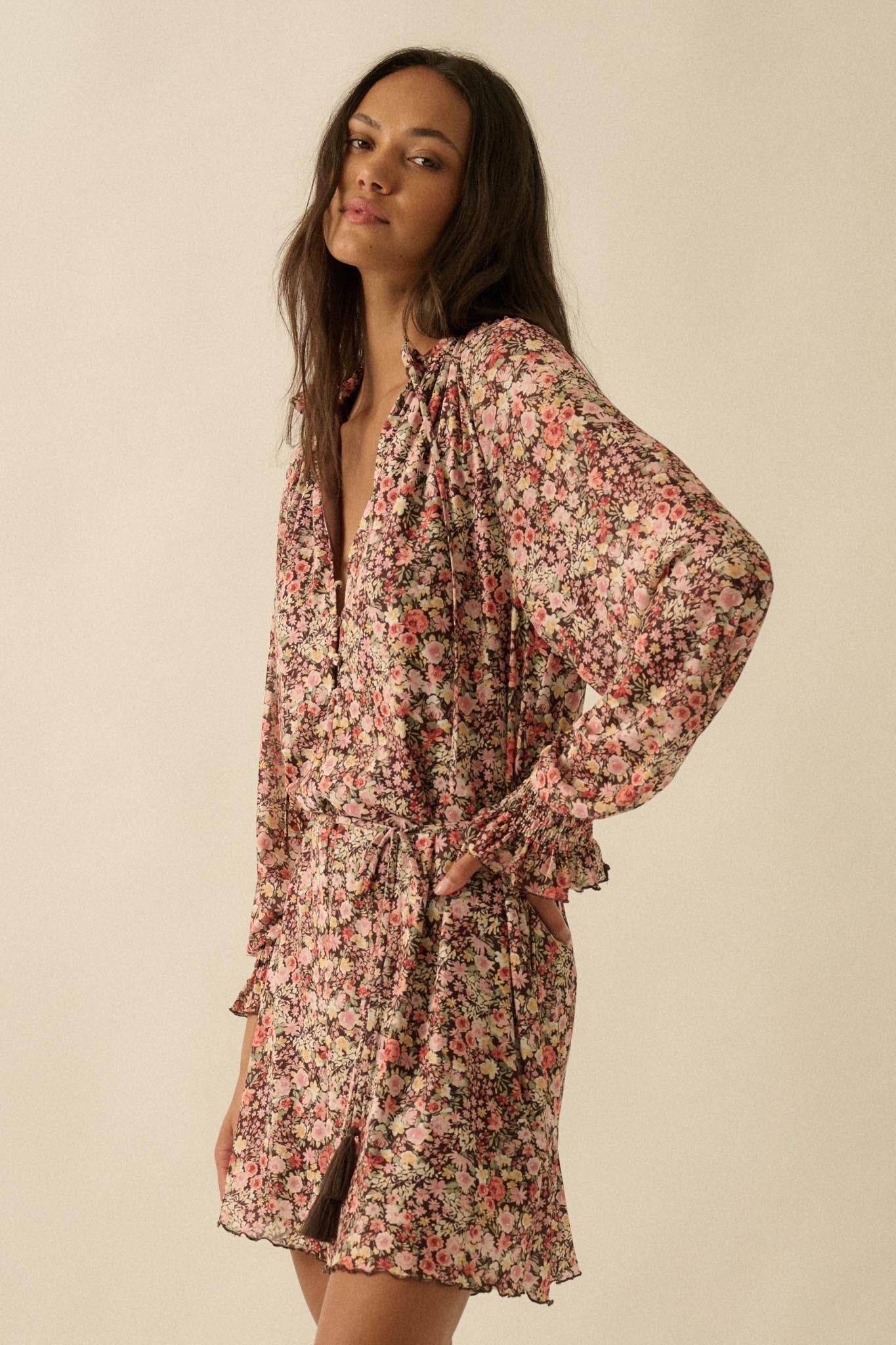 Picking Wildflowers Floral Mesh Belted Romper - ShopPromesa