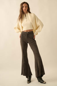 Touch of Flair Vegan Suede Flare Pants - ShopPromesa