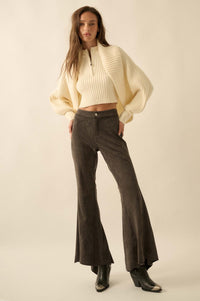 Touch of Flair Vegan Suede Flare Pants - ShopPromesa