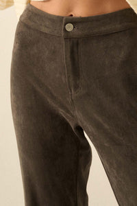 Touch of Flair Vegan Suede Flare Pants - ShopPromesa