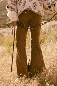 Touch of Flair Vegan Suede Flare Pants - ShopPromesa