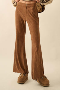 Touch of Flair Vegan Suede Flare Pants - ShopPromesa