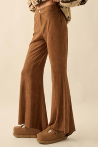 Touch of Flair Vegan Suede Flare Pants - ShopPromesa
