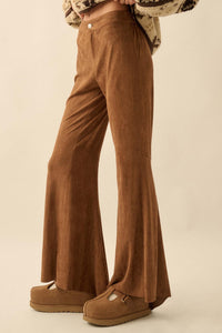 Touch of Flair Vegan Suede Flare Pants - ShopPromesa