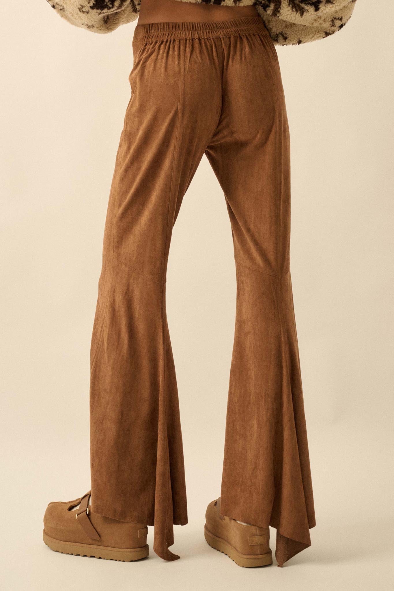 Touch of Flair Vegan Suede Flare Pants - ShopPromesa