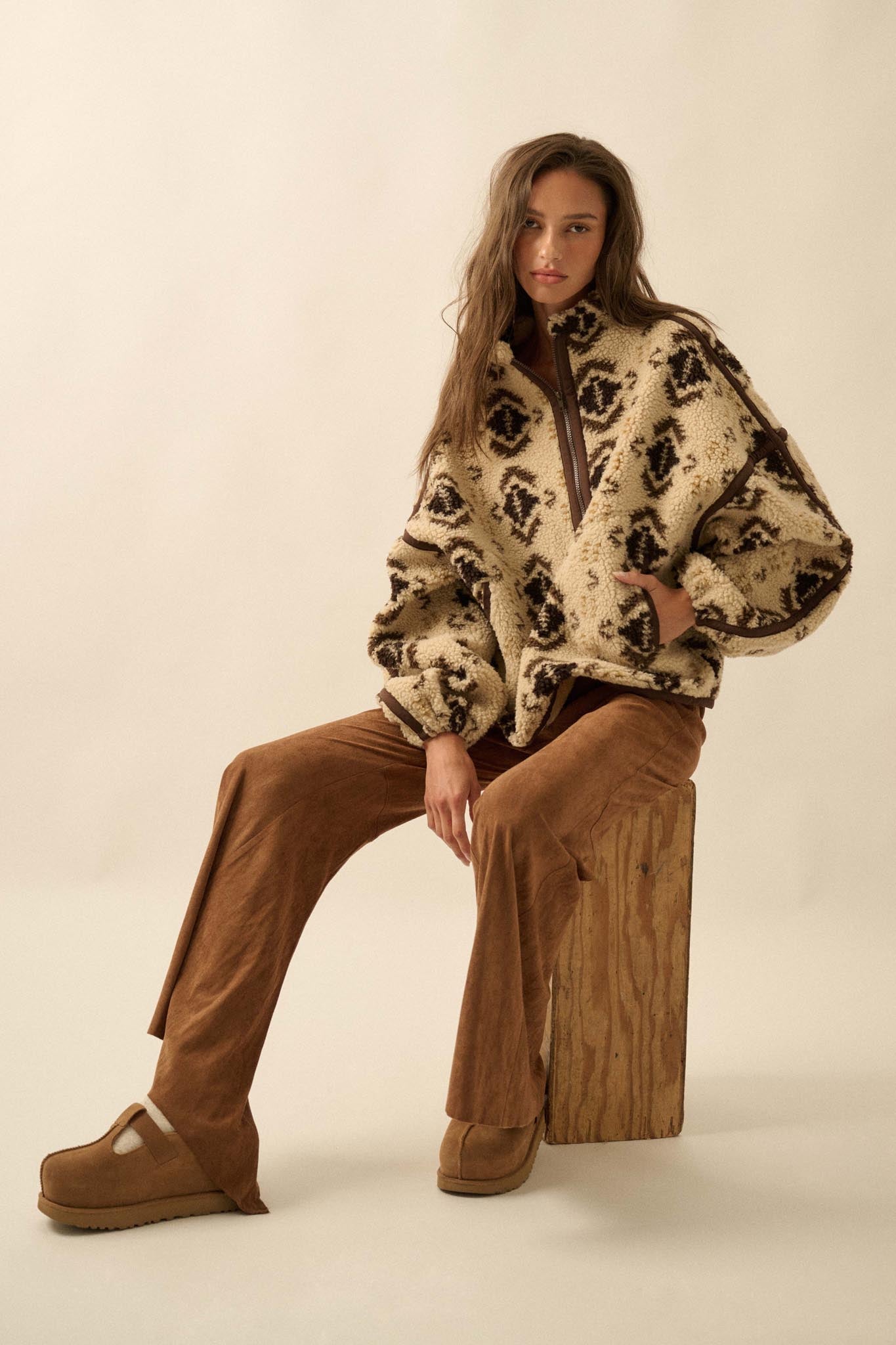 Touch of Flair Vegan Suede Flare Pants - ShopPromesa