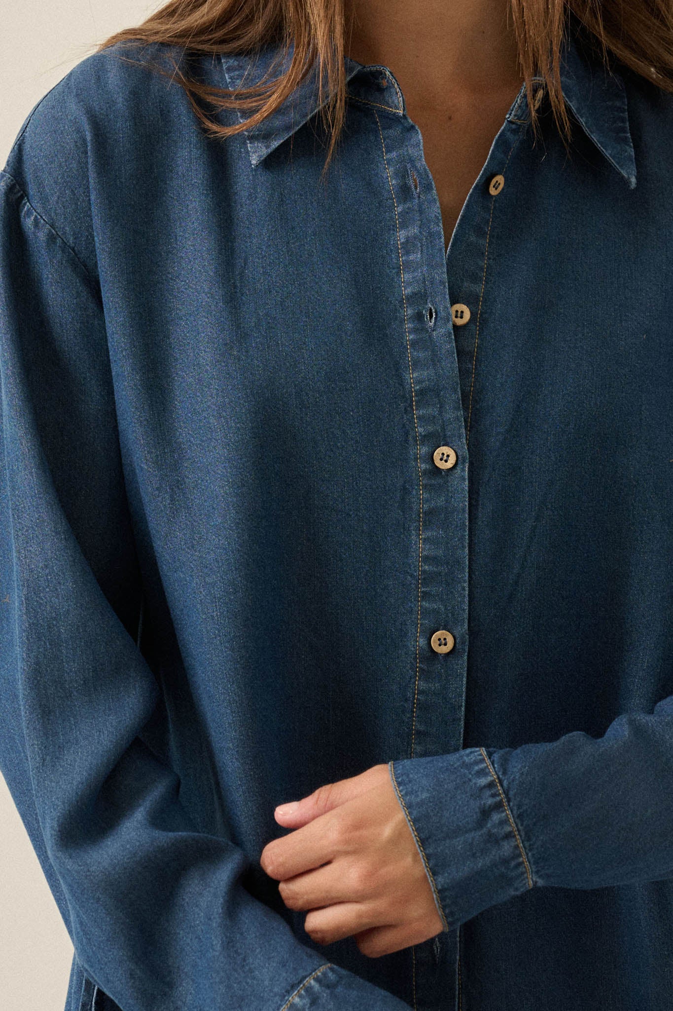Hazy Days Denim Button-Up Belted Shirt Romper