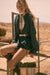 Hazy Days Denim Button-Up Belted Shirt Romper