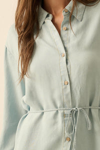 Hazy Days Denim Button-Up Belted Shirt Romper - ShopPromesa