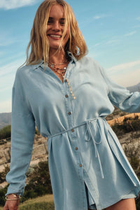 Hazy Days Denim Button-Up Belted Shirt Romper - ShopPromesa