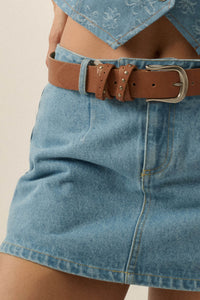 Jean Scene Low-Rise Denim Mini Skort - ShopPromesa
