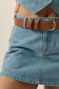 Jean Scene Low-Rise Denim Mini Skort - ShopPromesa