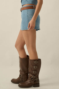 Jean Scene Low-Rise Denim Mini Skort - ShopPromesa