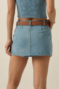 Jean Scene Low-Rise Denim Mini Skort - ShopPromesa