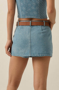 Jean Scene Low-Rise Denim Mini Skort - ShopPromesa