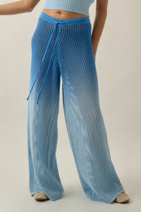 Fade Out Ombre Crochet Open-Knit Drawstring Pants - ShopPromesa