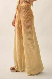 Fade Out Ombre Crochet Open-Knit Drawstring Pants - ShopPromesa