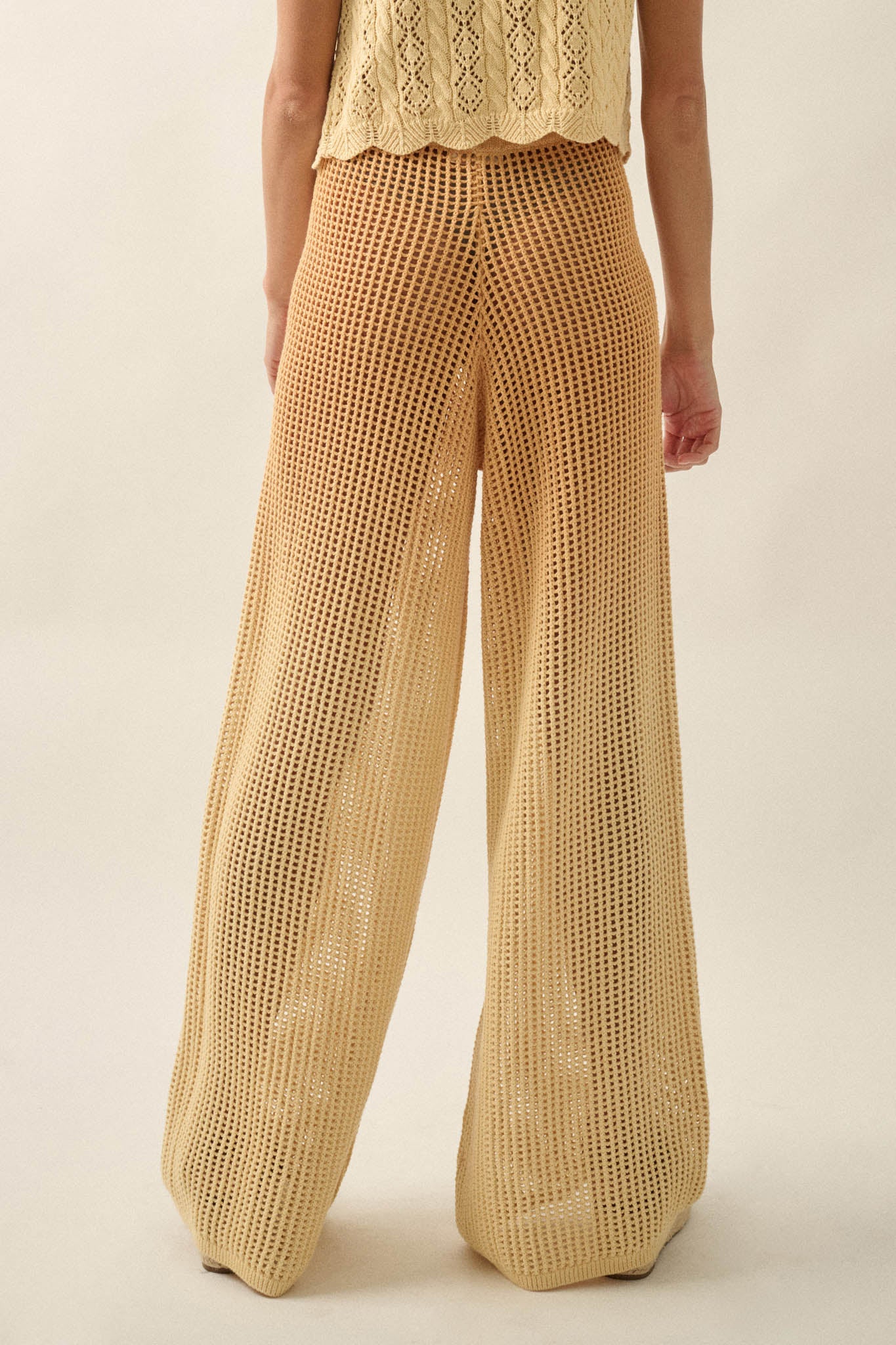 Fade Out Ombre Crochet Open-Knit Drawstring Pants - ShopPromesa