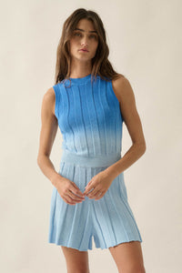 Not Fade Away Ombre Ribbed Knit Sleeveless Romper - ShopPromesa