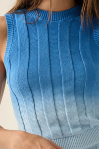 Not Fade Away Ombre Ribbed Knit Sleeveless Romper - ShopPromesa