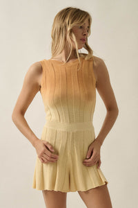 Not Fade Away Ombre Ribbed Knit Sleeveless Romper - ShopPromesa