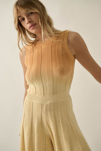 Not Fade Away Ombre Ribbed Knit Sleeveless Romper - ShopPromesa