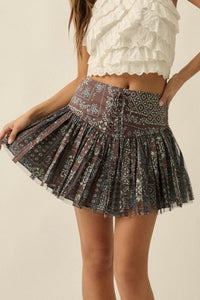Blooming Bandana Floral Drop-Waist Mini Skort - ShopPromesa