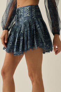 Blooming Bandana Floral Drop-Waist Mini Skort - ShopPromesa