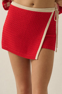 Easy Days Crochet-Knit Wrap Mini Sweater Skort - ShopPromesa
