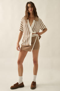 Easy Days Crochet-Knit Wrap Mini Sweater Skort - ShopPromesa