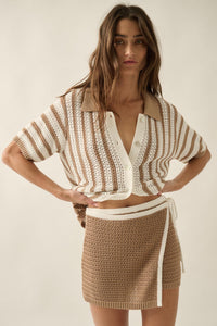 Easy Days Crochet-Knit Wrap Mini Sweater Skort - ShopPromesa