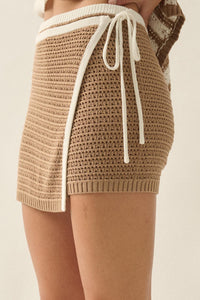 Easy Days Crochet-Knit Wrap Mini Sweater Skort - ShopPromesa