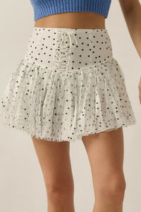 Bright Spot Polka Dot Lace-Up Drop-Waist Mini Skort - ShopPromesa