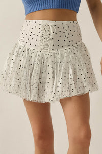 Bright Spot Polka Dot Lace-Up Drop-Waist Mini Skort - ShopPromesa