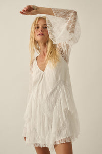 Morning Whisper Ruffled Lace Bell-Sleeve Romper - ShopPromesa