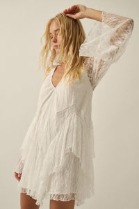 Morning Whisper Ruffled Lace Bell-Sleeve Romper - ShopPromesa