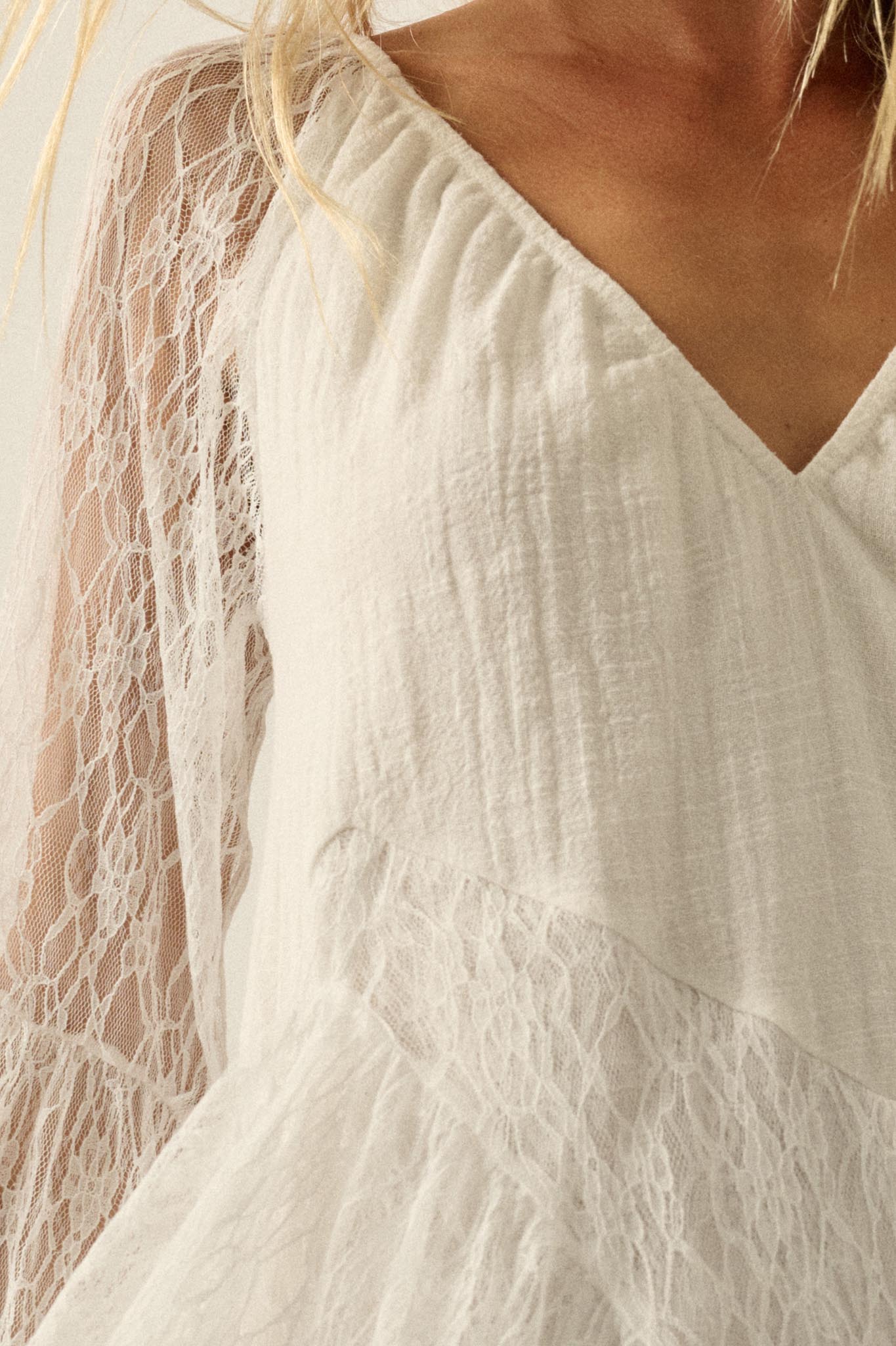 Morning Whisper Ruffled Lace Bell-Sleeve Romper - ShopPromesa