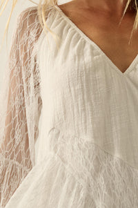 Morning Whisper Ruffled Lace Bell-Sleeve Romper - ShopPromesa