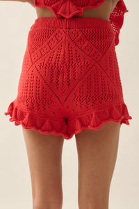 Yes Way Crochet Crochet-Knit Ruffle Shorts - ShopPromesa