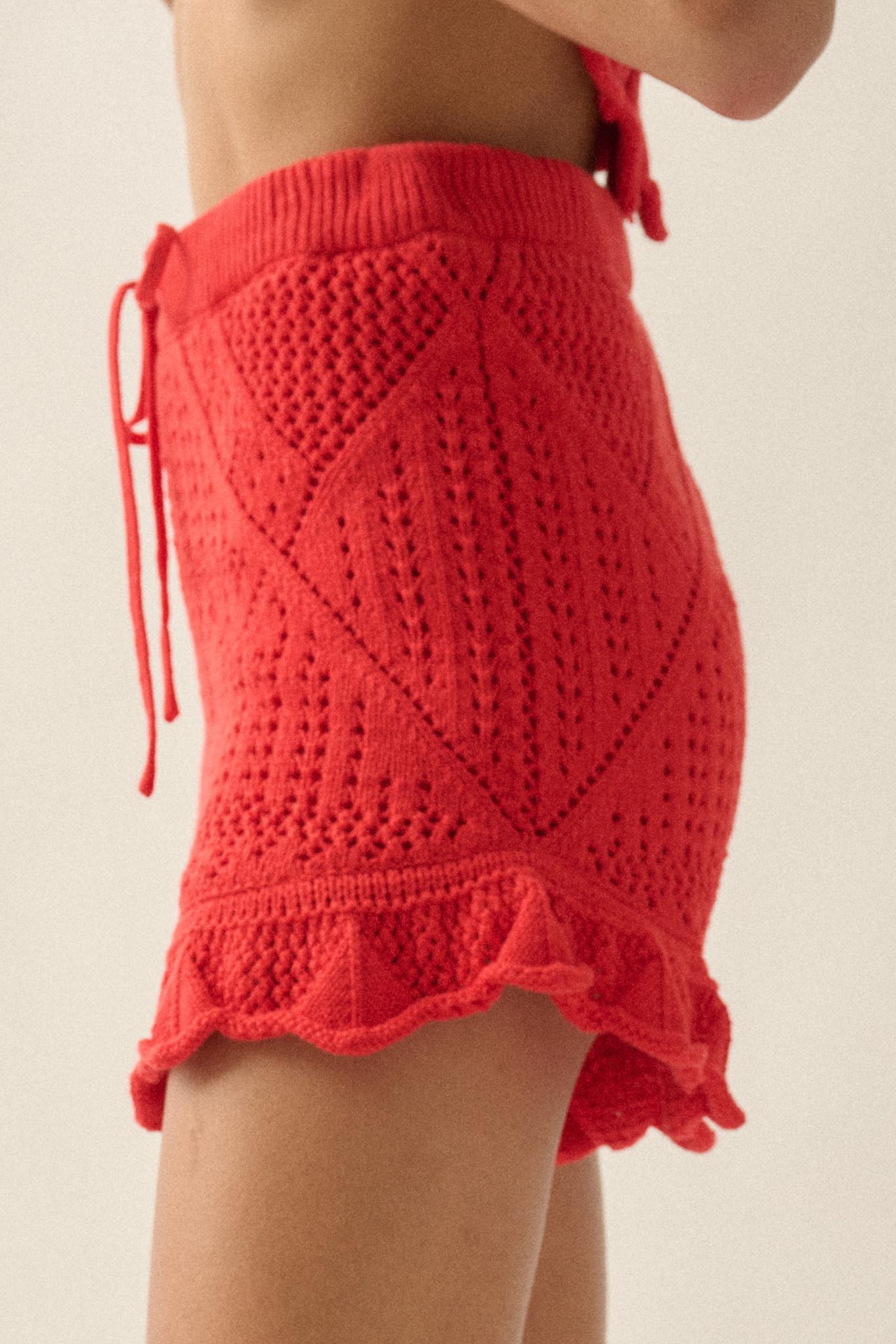Yes Way Crochet Crochet-Knit Ruffle Shorts - ShopPromesa