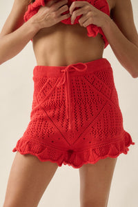 Yes Way Crochet Crochet-Knit Ruffle Shorts - ShopPromesa