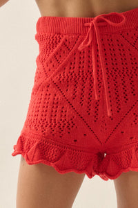 Yes Way Crochet Crochet-Knit Ruffle Shorts - ShopPromesa