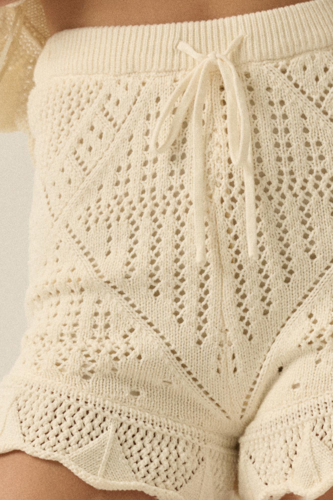 Yes Way Crochet Crochet-Knit Ruffle Shorts - ShopPromesa