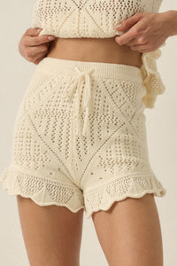 Yes Way Crochet Crochet-Knit Ruffle Shorts - ShopPromesa
