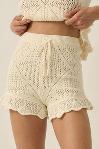 Yes Way Crochet Crochet-Knit Ruffle Shorts - ShopPromesa