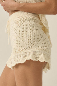Yes Way Crochet Crochet-Knit Ruffle Shorts - ShopPromesa